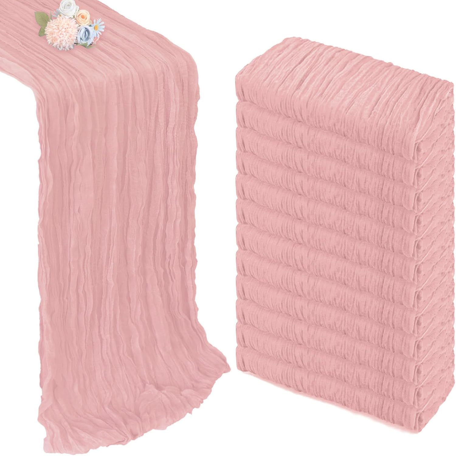 Dusty Pink Cheesecloth Table Runner by pepmily - 12 Pack