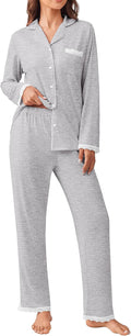 Ekouaer Womens Pajamas Set Long Sleeve Sleepwear - Soft Lace PJs