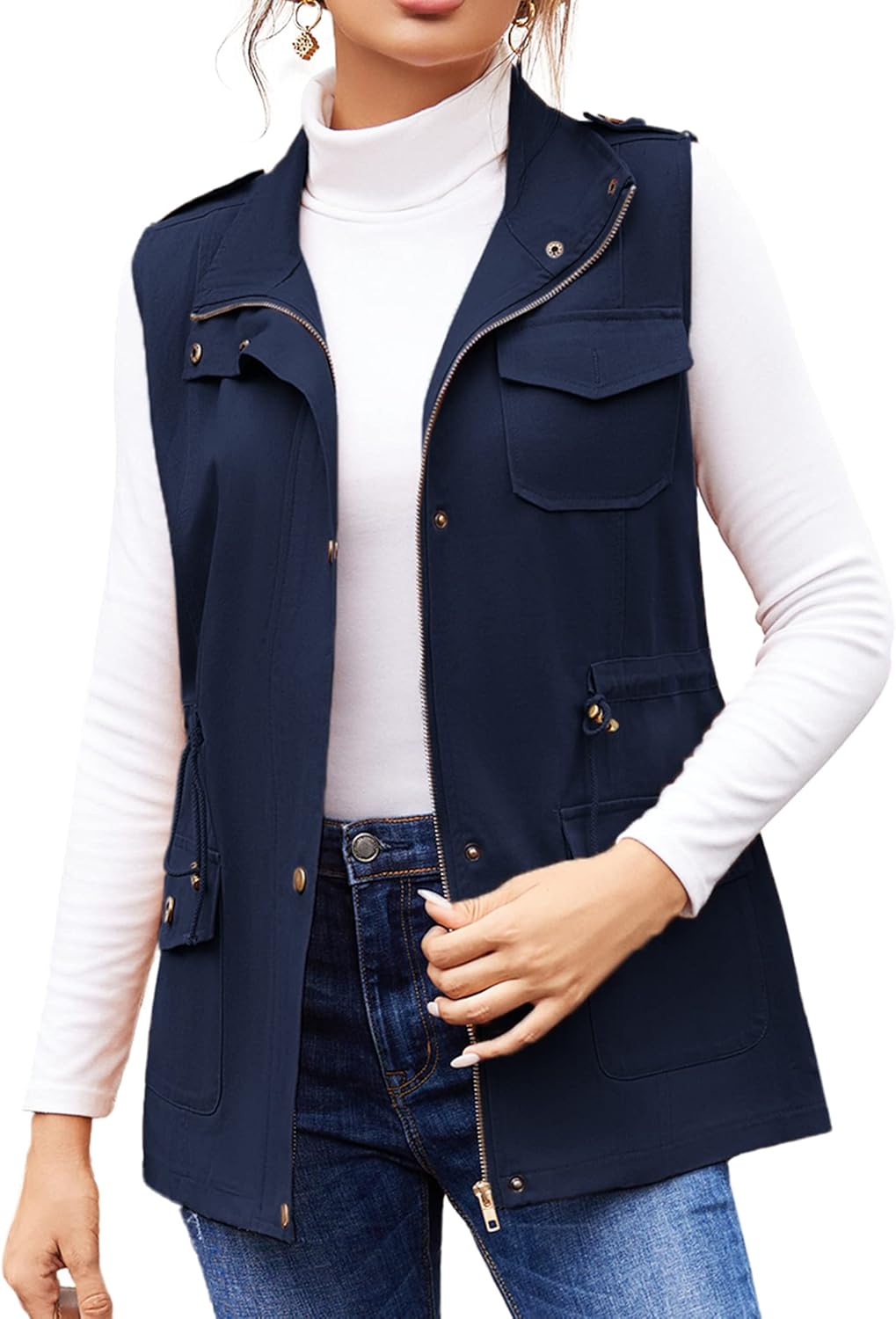 Beyove Womens Lightweight Sleeveless Military Anorak Cargo Vest