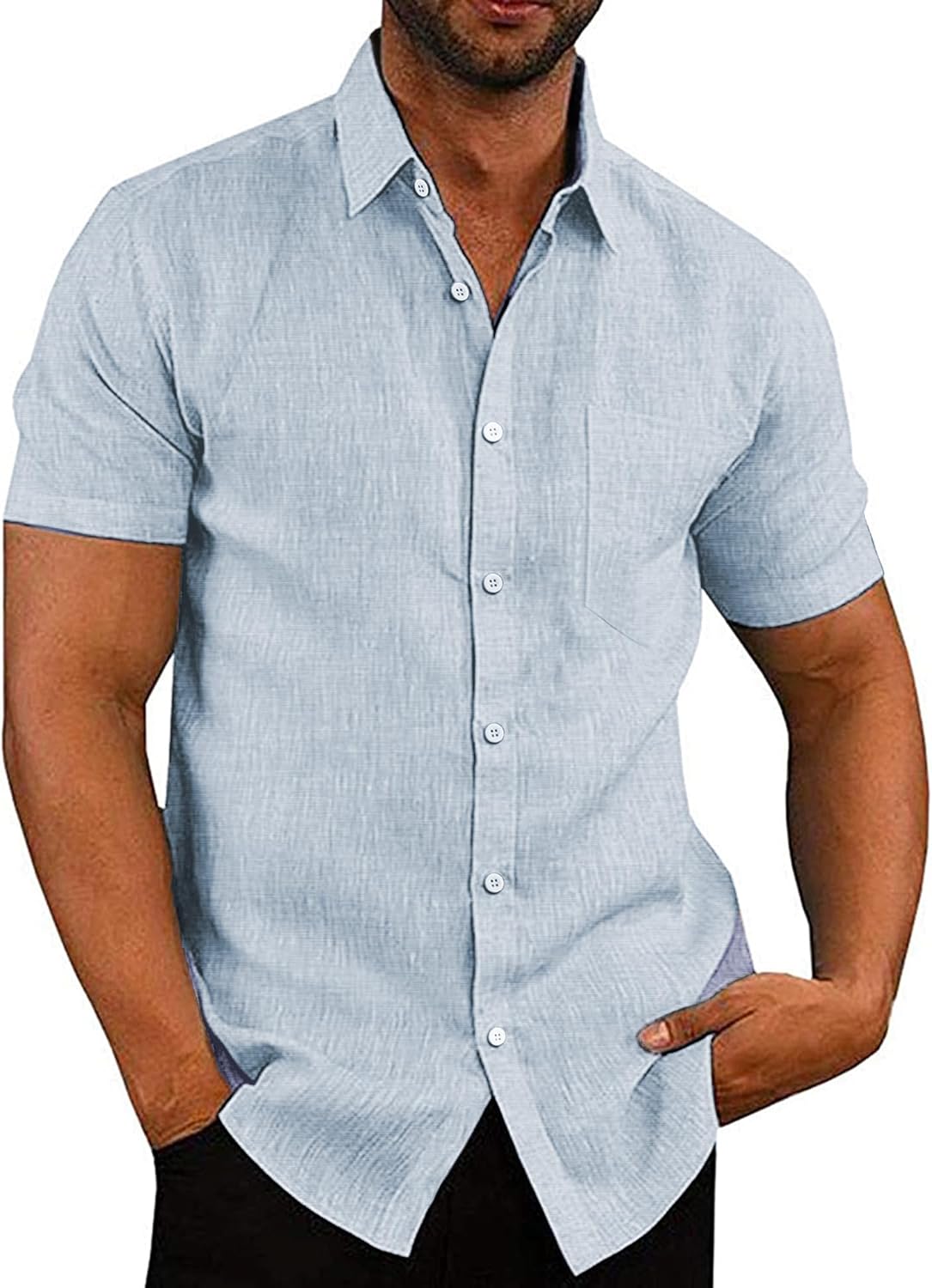 COOFANDY Men's Casual Button Down Short Sleeve Linen Shirts