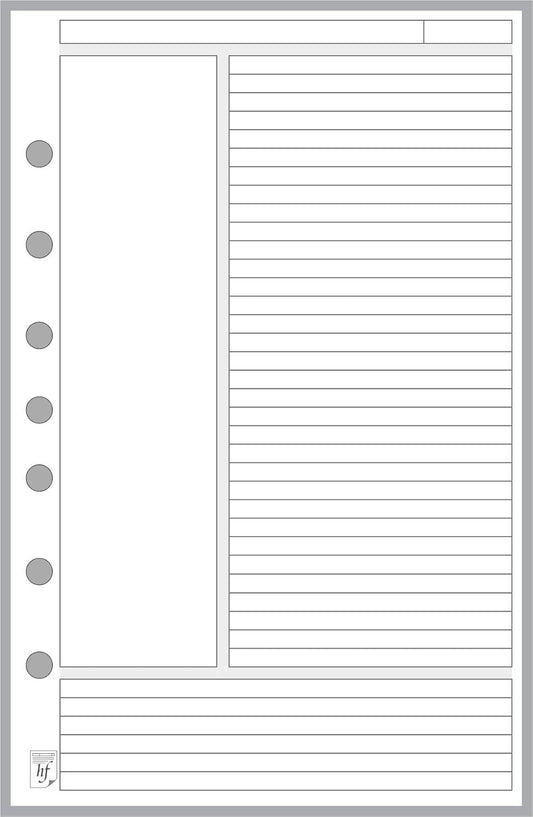 5.5 x 8.5 Cornell System Notes Insert for 7-Ring Notebooks - Handy Forms