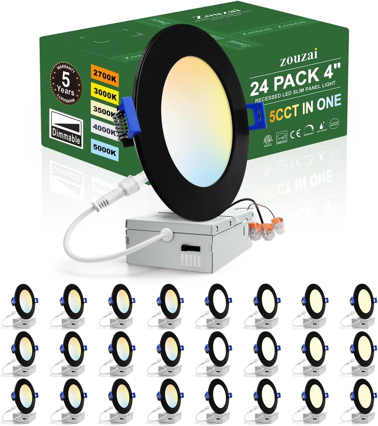 Ultra-Thin 4 Inch LED Recessed Ceiling Light - 24 Pack
