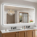 LED Bathroom Mirror 72in x 32in with Black Frame - Dimmable Dual Light