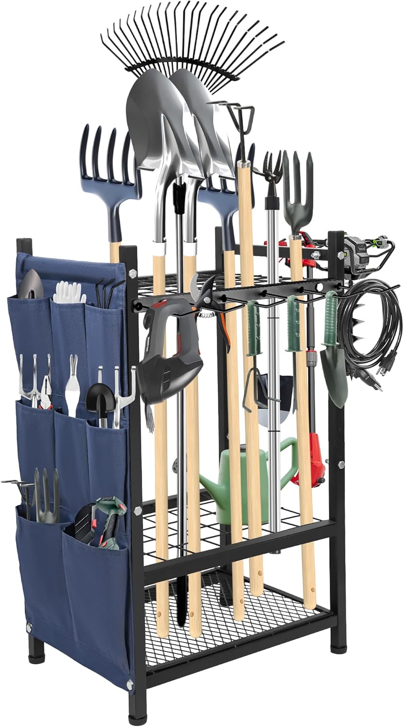 Garden Tool Rack Freestanding Heavy Duty Organizer for Yard