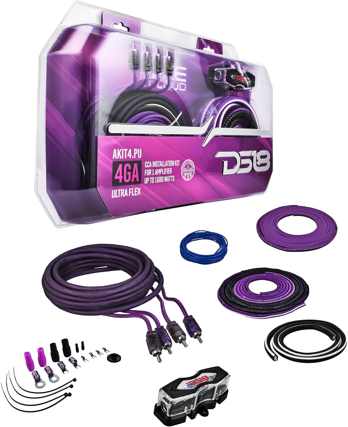 DS18 AKIT4 4-GA Amplifier Installation Kit for 1680 Watts RMS