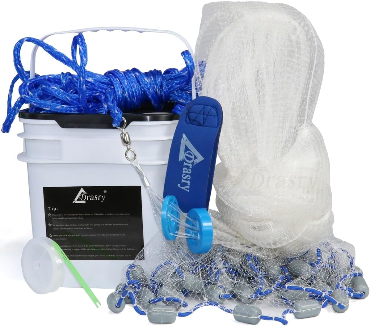 Drasry Saltwater Fishing Cast Net for Bait Trap 3FT to 9FT