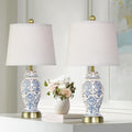 Chinoiserie Ceramic Table Lamps Set of 2 - Classic Blue Porcelain Pair
