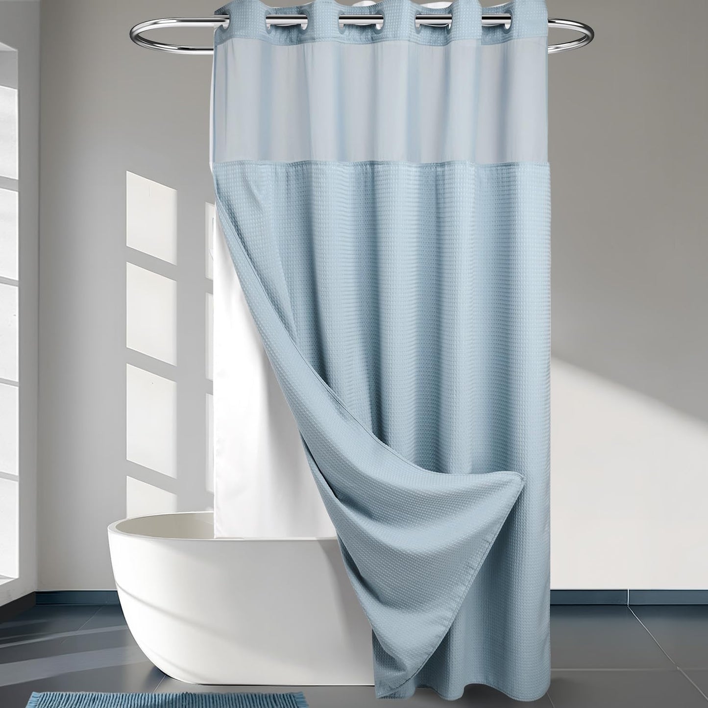 River Dream Heavyweight Dotted Waffle Weave Shower Curtain