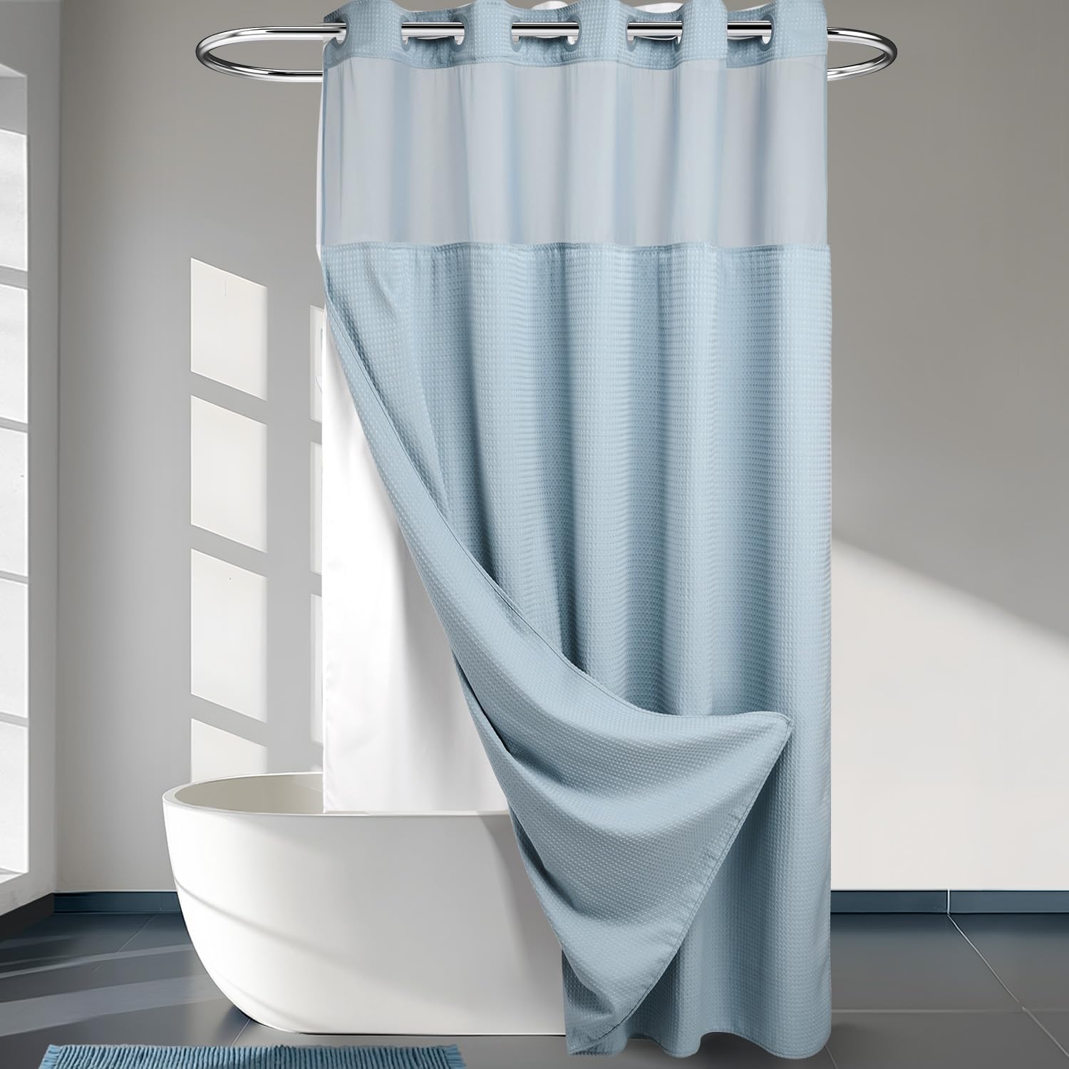 River Dream Heavyweight Dotted Waffle Weave Shower Curtain