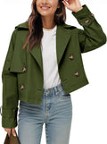 Tankaneo Cropped Trench Coat for Women - Versatile Fall Jacket