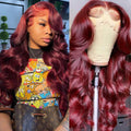 Body Wave 99j Burgundy Lace Front Wig Human Hair - Wear and Go