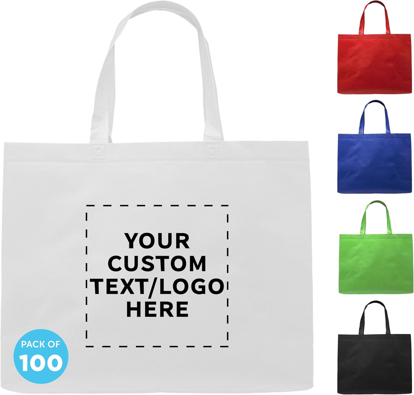 Custom Jumbo Sized Tote Bags Set of 100 for All Your Needs