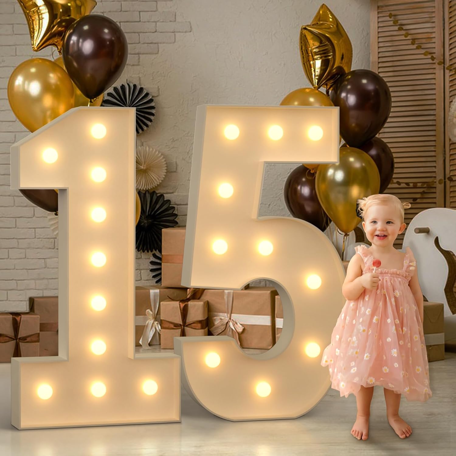 Light Up Marquee Numbers for 15th Birthday Party Decor