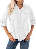 Women's Quick Dry Sun UV Protection Convertible Long Sleeve Shirt is