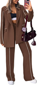 PRETTYGARDEN Womens Oversized Blazer and Wide Leg Suit Set - Chic