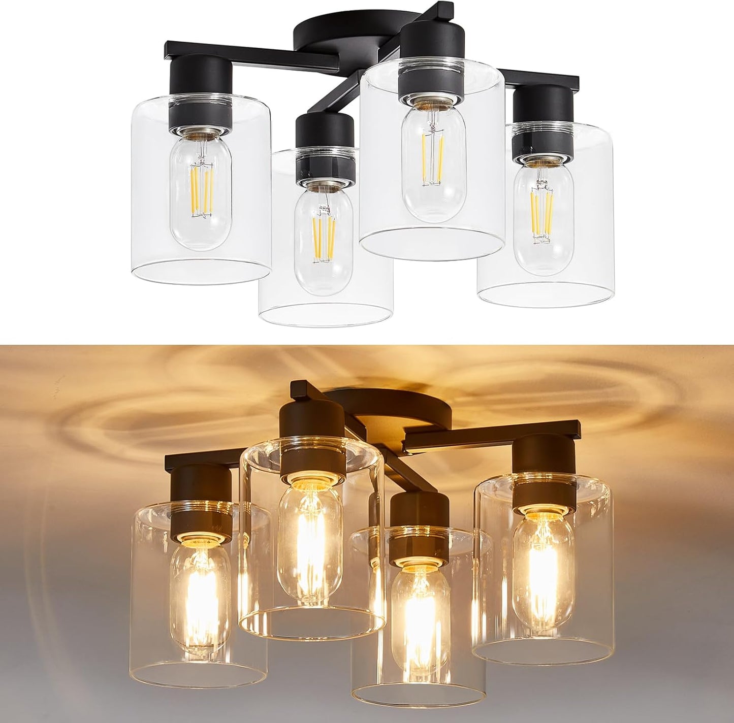YYT Semi Flush Mount Ceiling Light for Kitchen and Dining Room