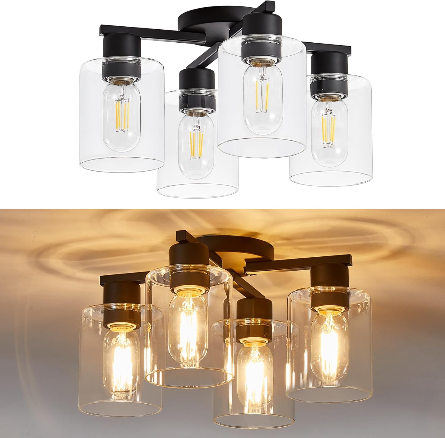 YYT Semi Flush Mount Ceiling Light for Kitchen and Dining Room