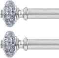 Elegant Silver Curtain Rods with Vintage Crystal Finials for Home