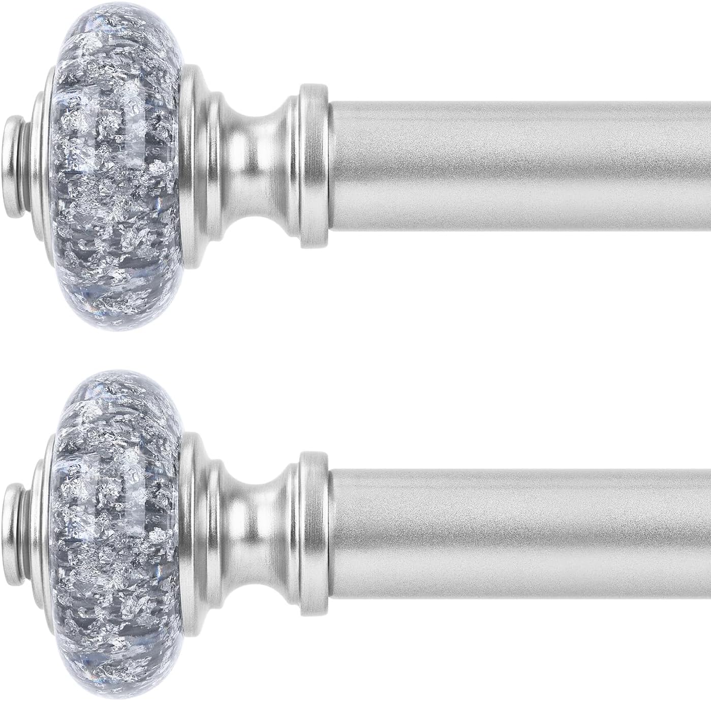 Elegant Silver Curtain Rods with Vintage Crystal Finials for Home