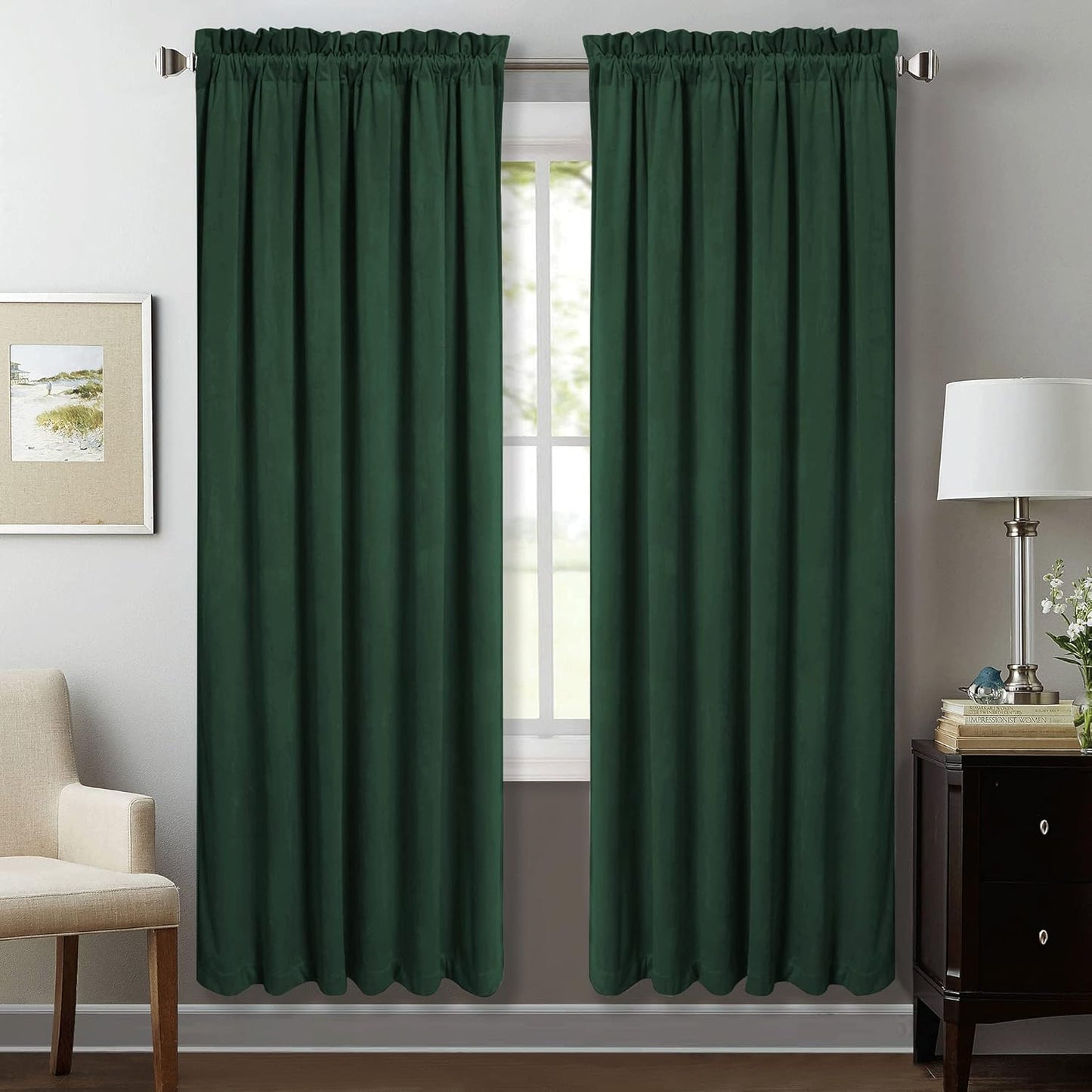 StangH Christmas Green Curtains 72in Velvet for Holiday Decor