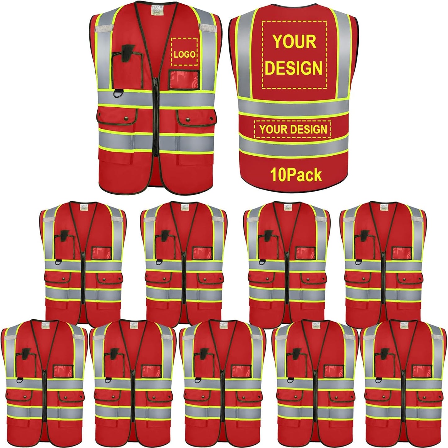 Reflective Vest Class 2 Safety Vests with Pockets for Visibility