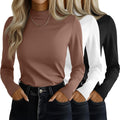 Women's 3 Pack Mock Turtleneck Long Sleeve Tops - Slim Fit Layering