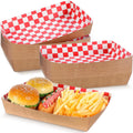 Red White Checkerboard Paper Food Trays 10.2 x 7.1 x 2 in - 60 Pack
