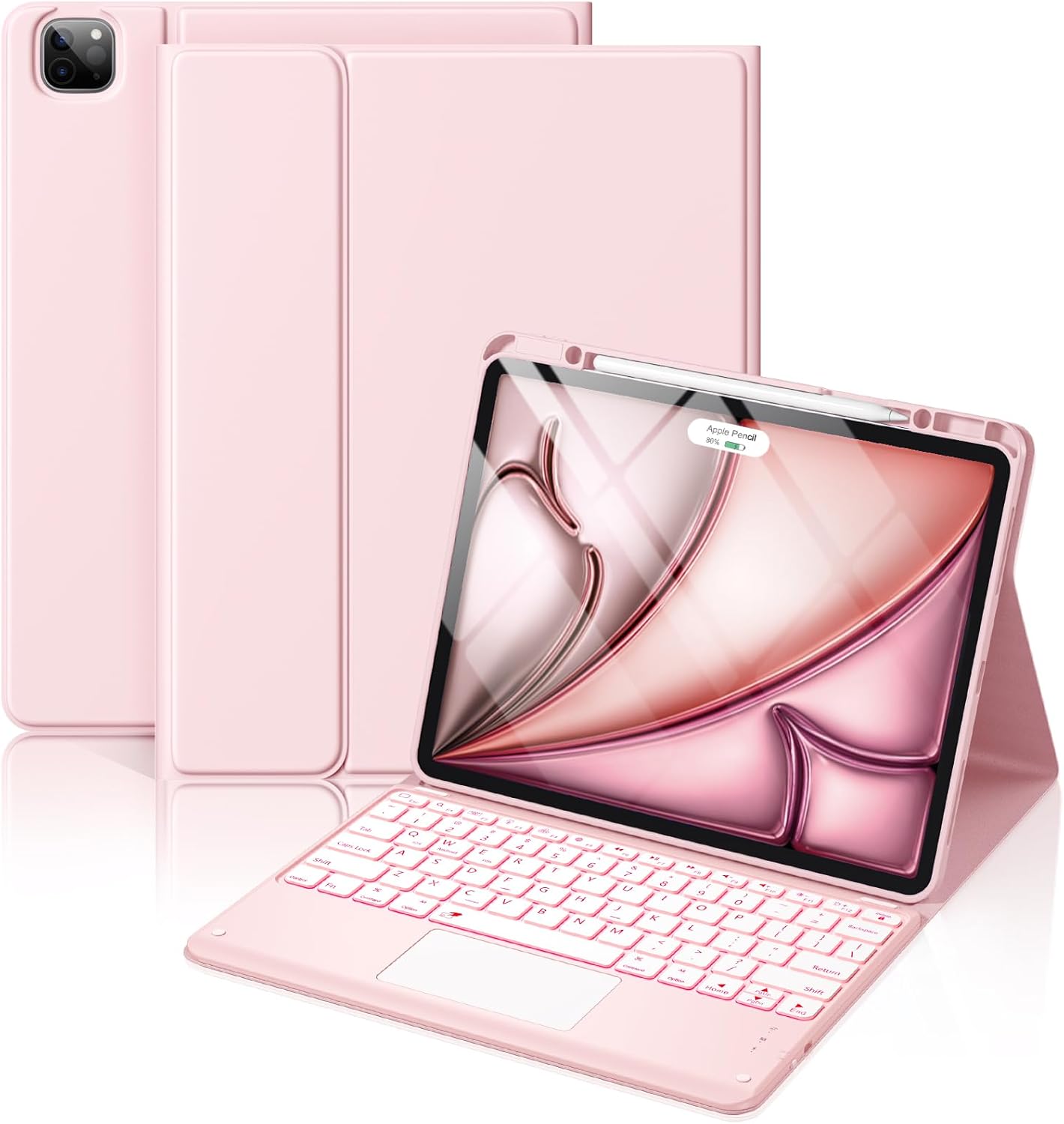 Magnetic Wireless Keyboard Case for iPad Air 13 inch - Light Pink