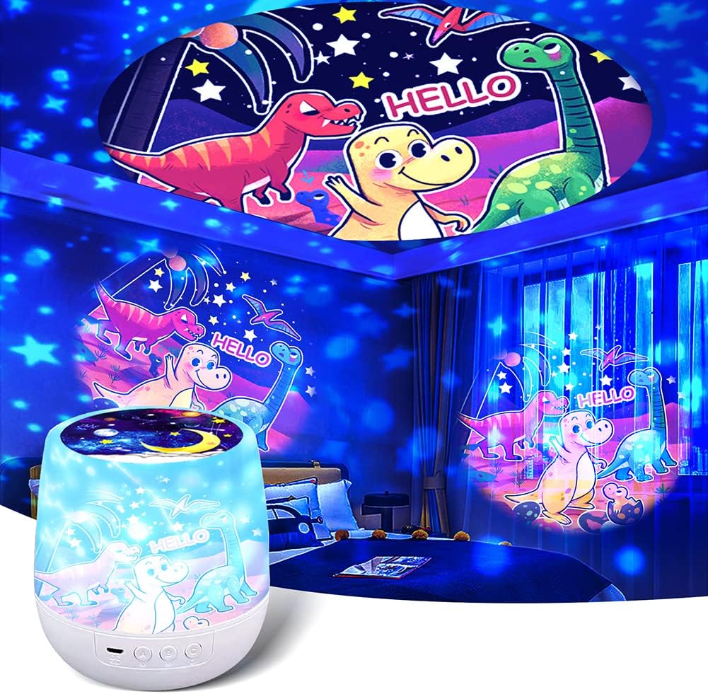 360 Rotating Dino Star Projector for Kids, Galaxy Night Light