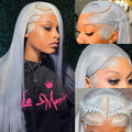 30 Inch Straight Grey Lace Front Wig Human Hair - Ready to Wear