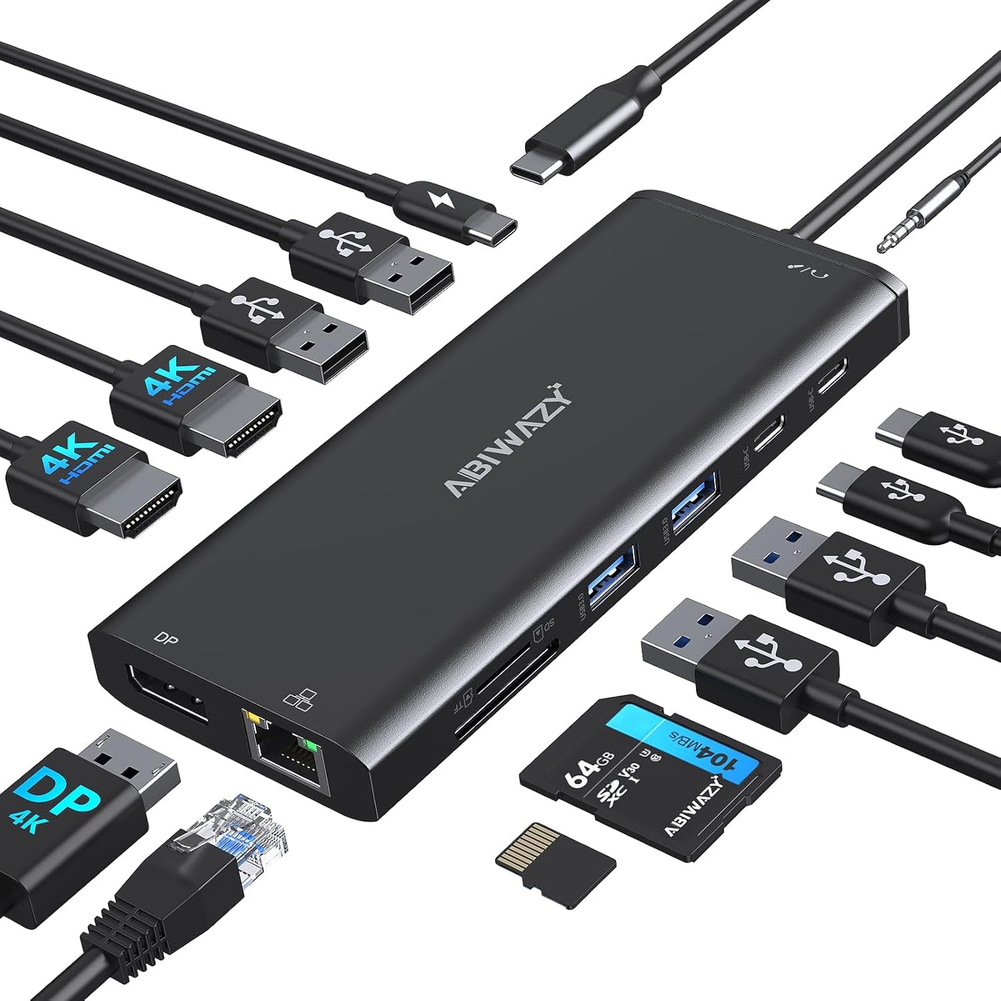 USB C Docking Station for Triple Display and Multiport Adapter