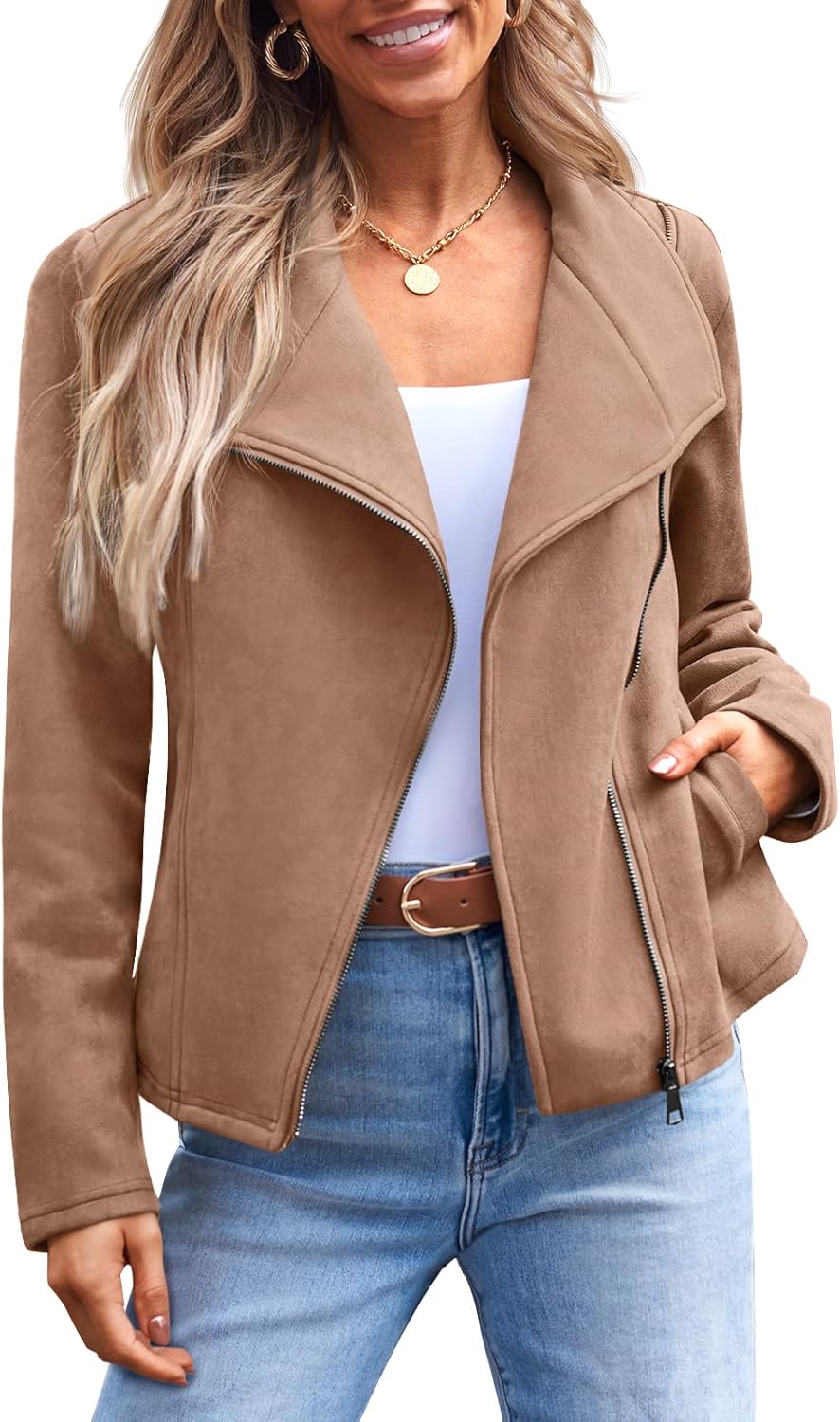 Faux Suede Womens Jackets for Fall and Winter Fashion Outfits