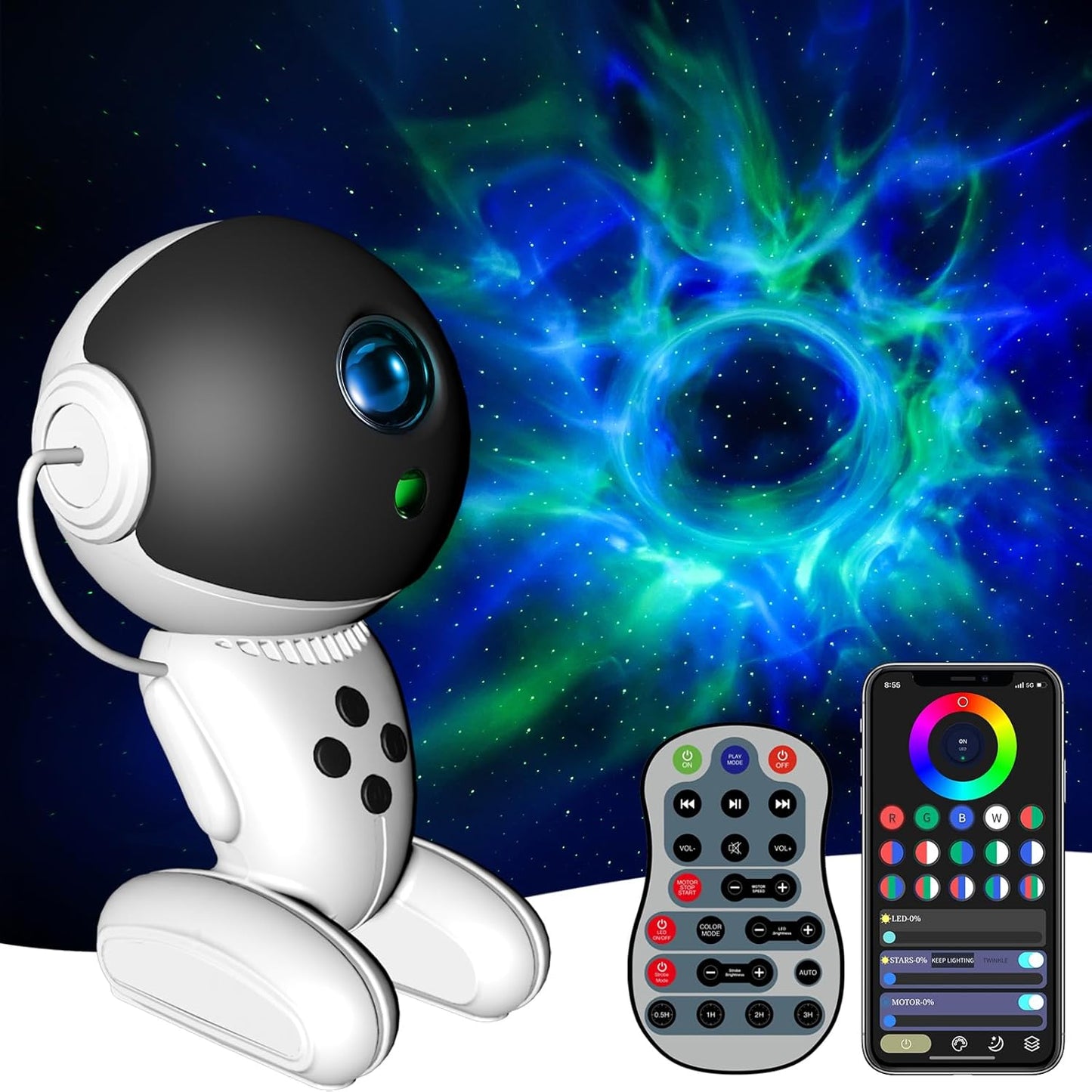 Remote Control Galaxy Night Light for Kids, Star Projector with Timer