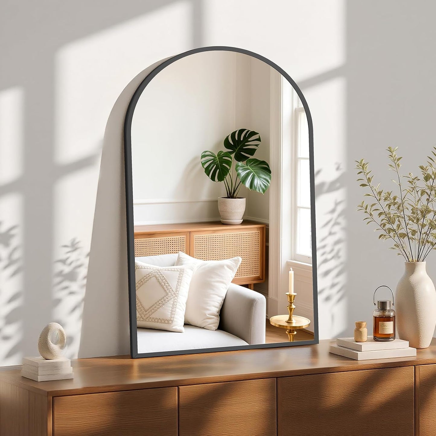 Elegant 24ftx36.5ft Arched Black Bathroom Mirrors for Wall Decor