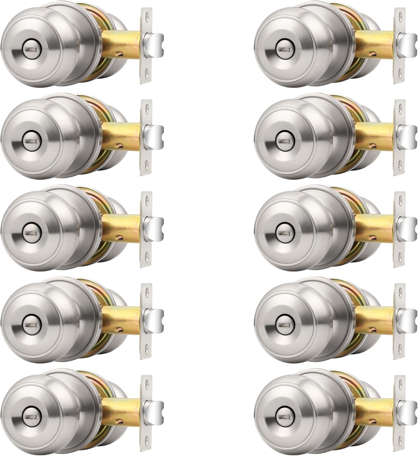 Probrico Brushed Nickel Interior Door Knobs for Privacy Use