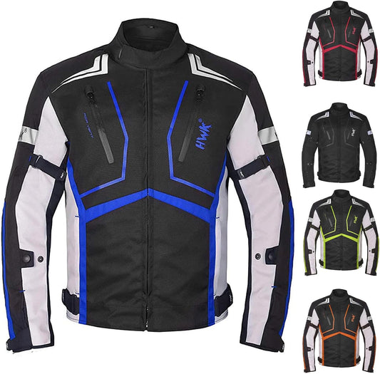 HWK Scorpion Motorcycle Jacket for Men & Women - Blue Large
