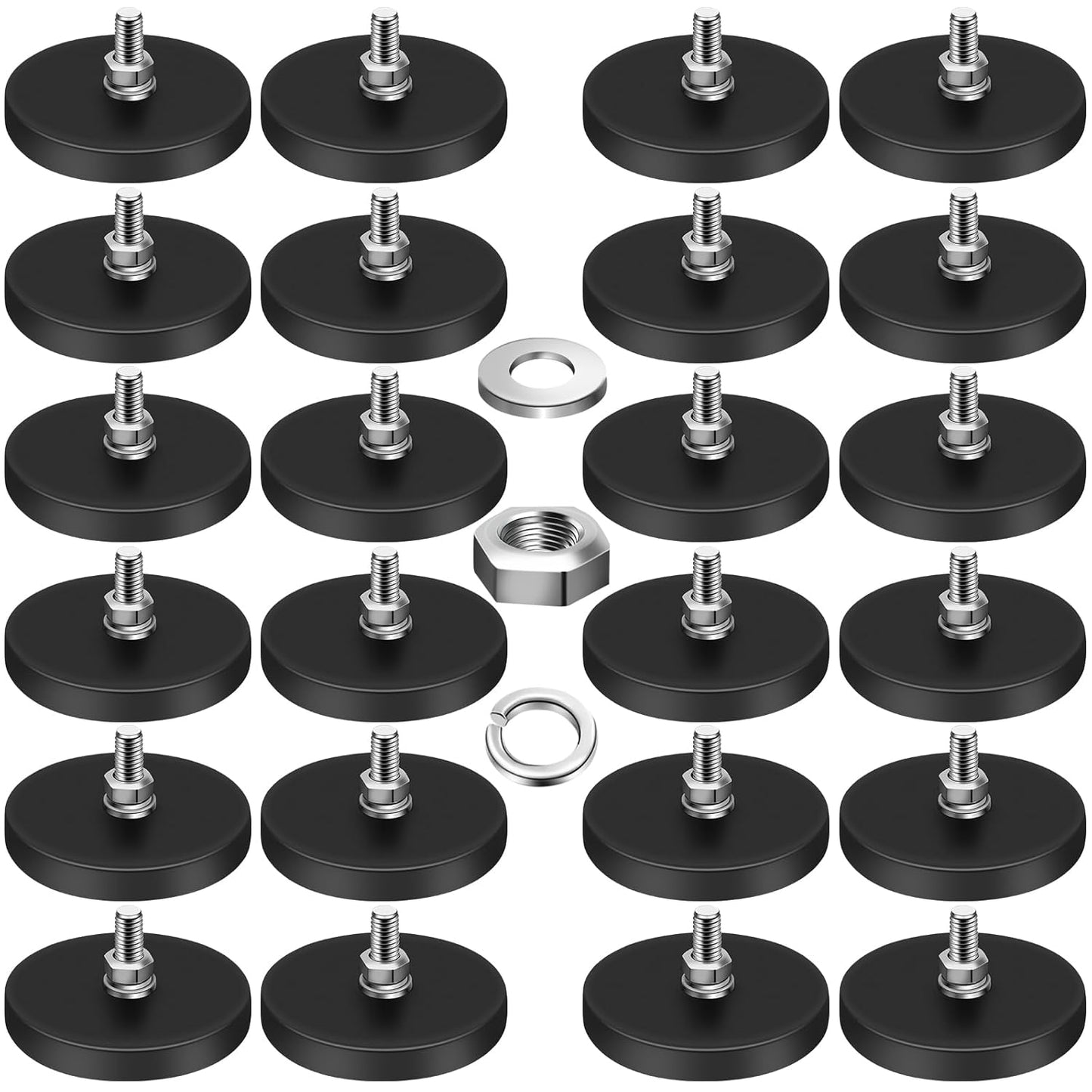 24Pack Rubber Coated Magnets for Heavy-Duty Applications