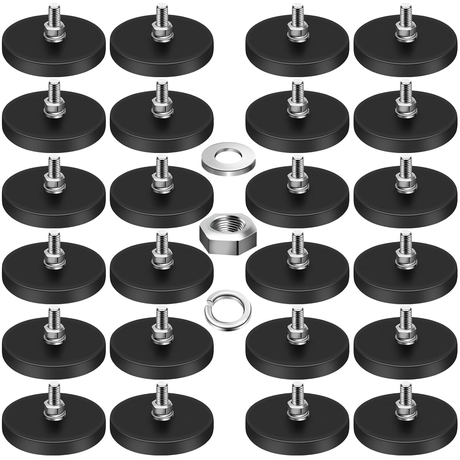 24Pack Rubber Coated Magnets for Heavy-Duty Applications