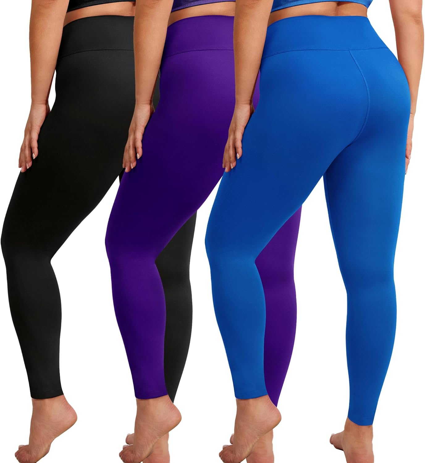Creamlush Plus Size High Waisted Leggings for Women - 3 Pack