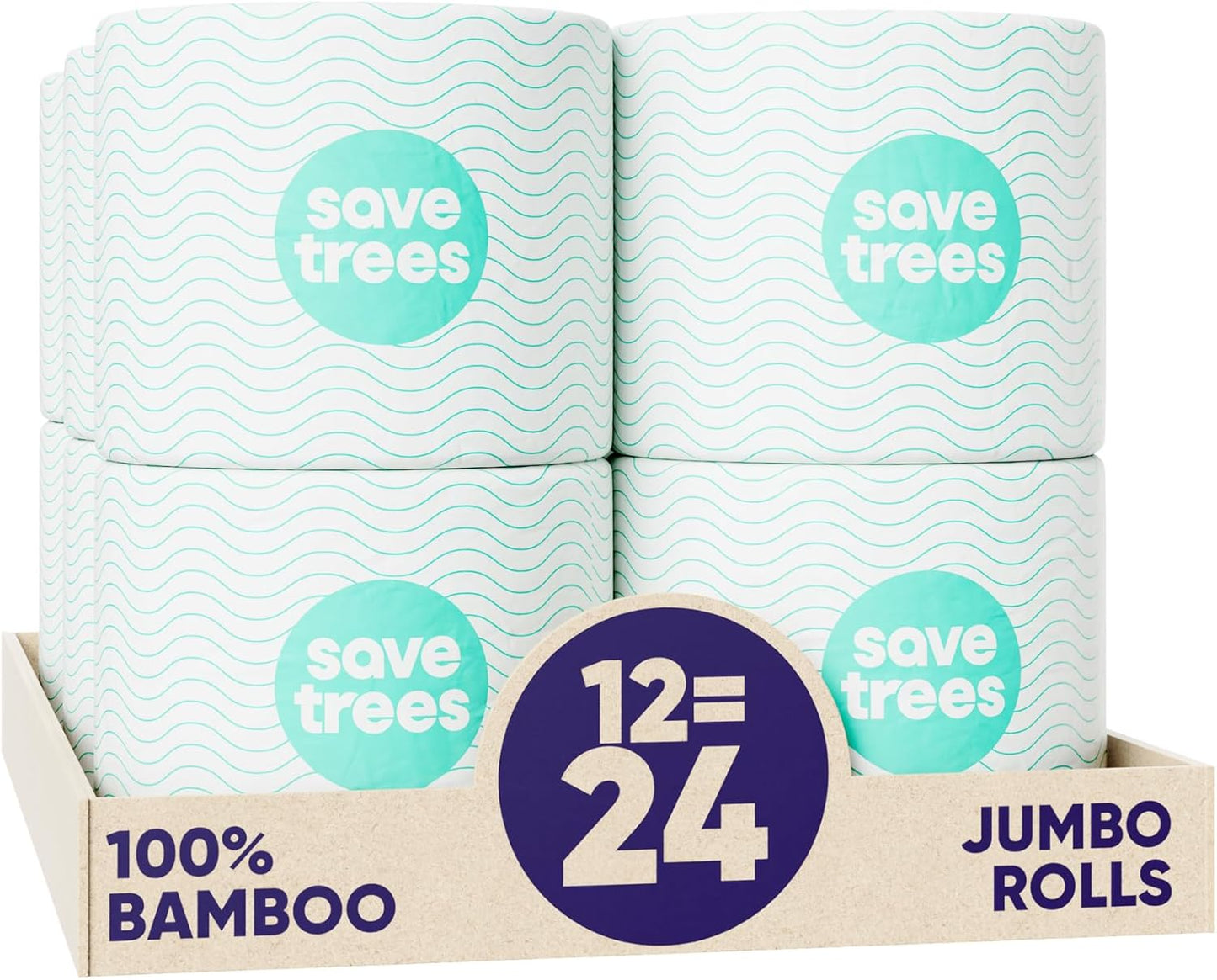Save Trees Bamboo Toilet Paper - Eco-Friendly 3-Ply Rolls