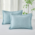 100% Cotton Quilted Pillow Sham King Size 20x36 in - Soft Floral Pair
