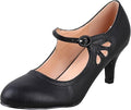 Chase & Chloe Kimmy-21 Women's Round Toe Pierced Mid Heel Mary Jane