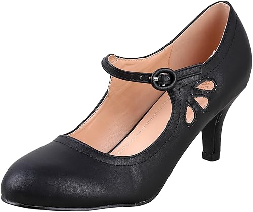 Chase & Chloe Kimmy-21 Women's Round Toe Mid Heel Dress Pumps