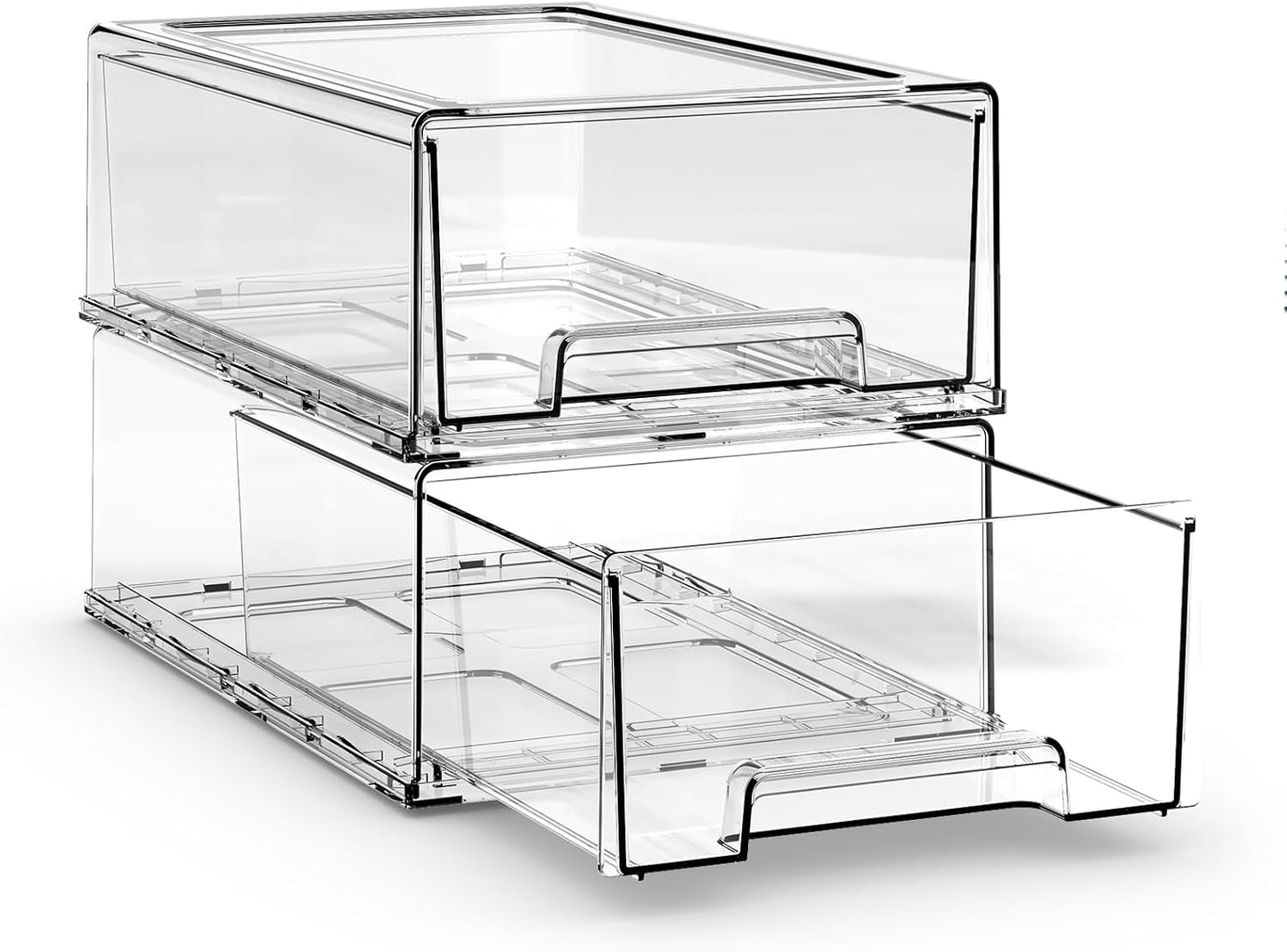 Clear Stackable Drawer Organizers - 2 Pack