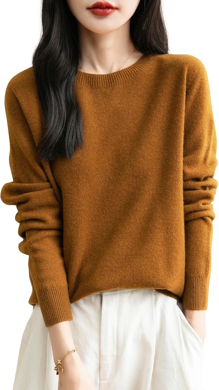 Women's 100% Merino Wool Seamless Knit Crewneck Sweater Review