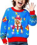 Meland Kids Light Up Ugly Christmas Sweater - Cute Holiday Pullover