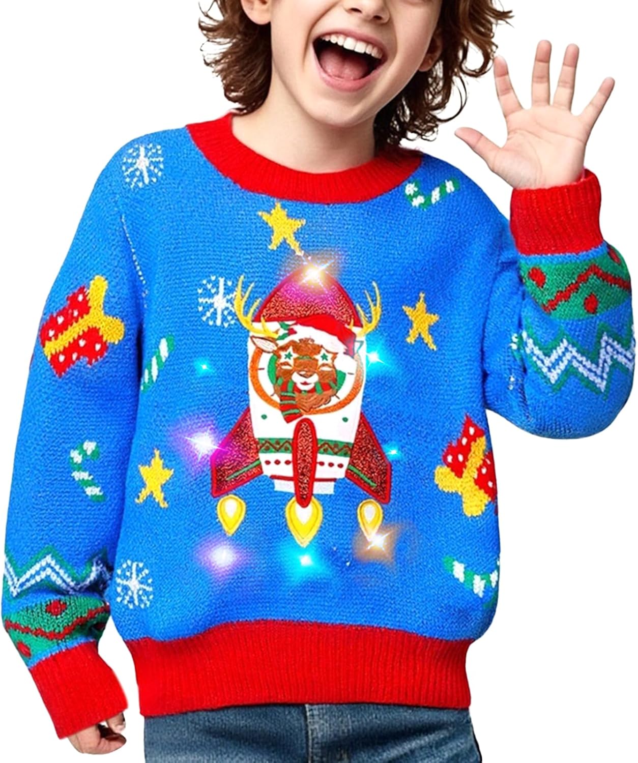Meland Kids Light Up Christmas Sweater for Boys & Girls Ages 5-16