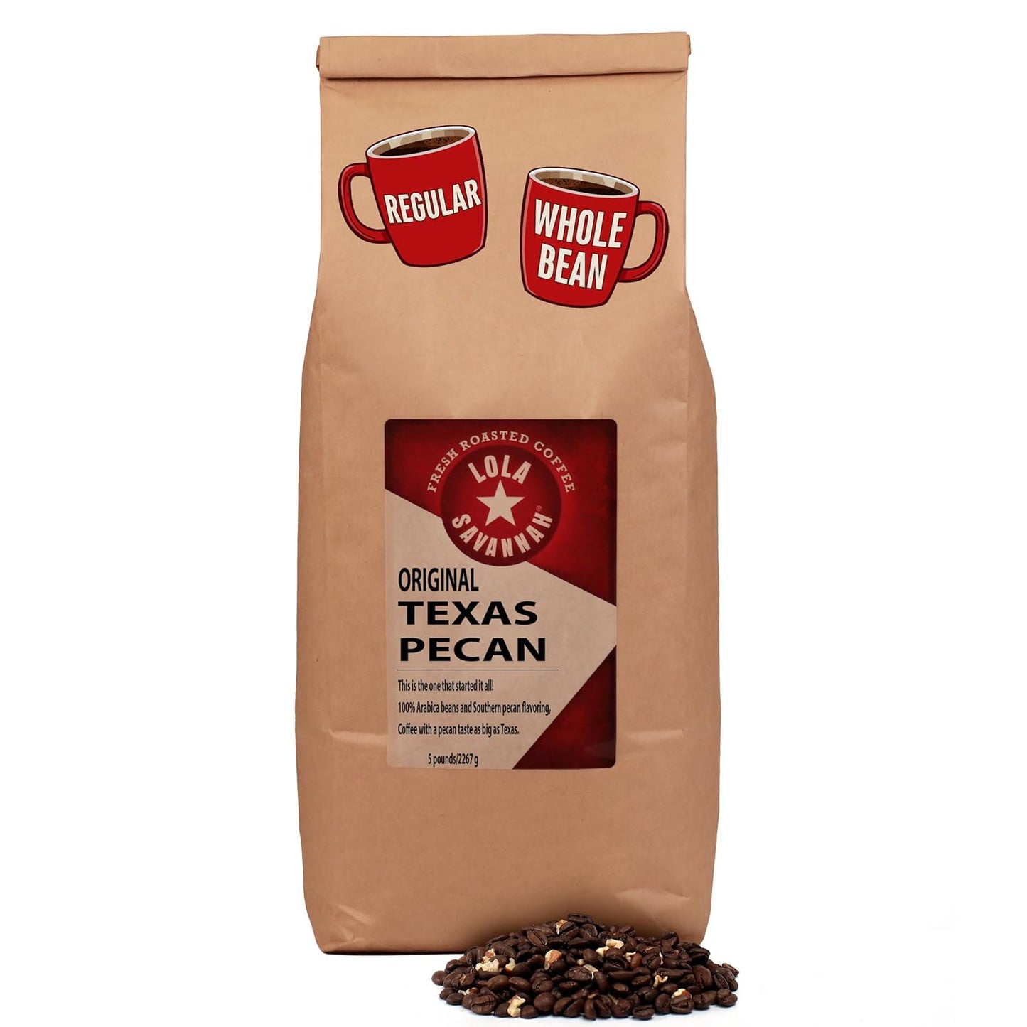 Lola Savannah Texas Pecan Whole Bean Coffee - Gourmet Flavor