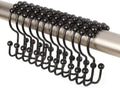 2lbDepot Double Shower Curtain Hooks Rings Matte Black - Smooth Glide