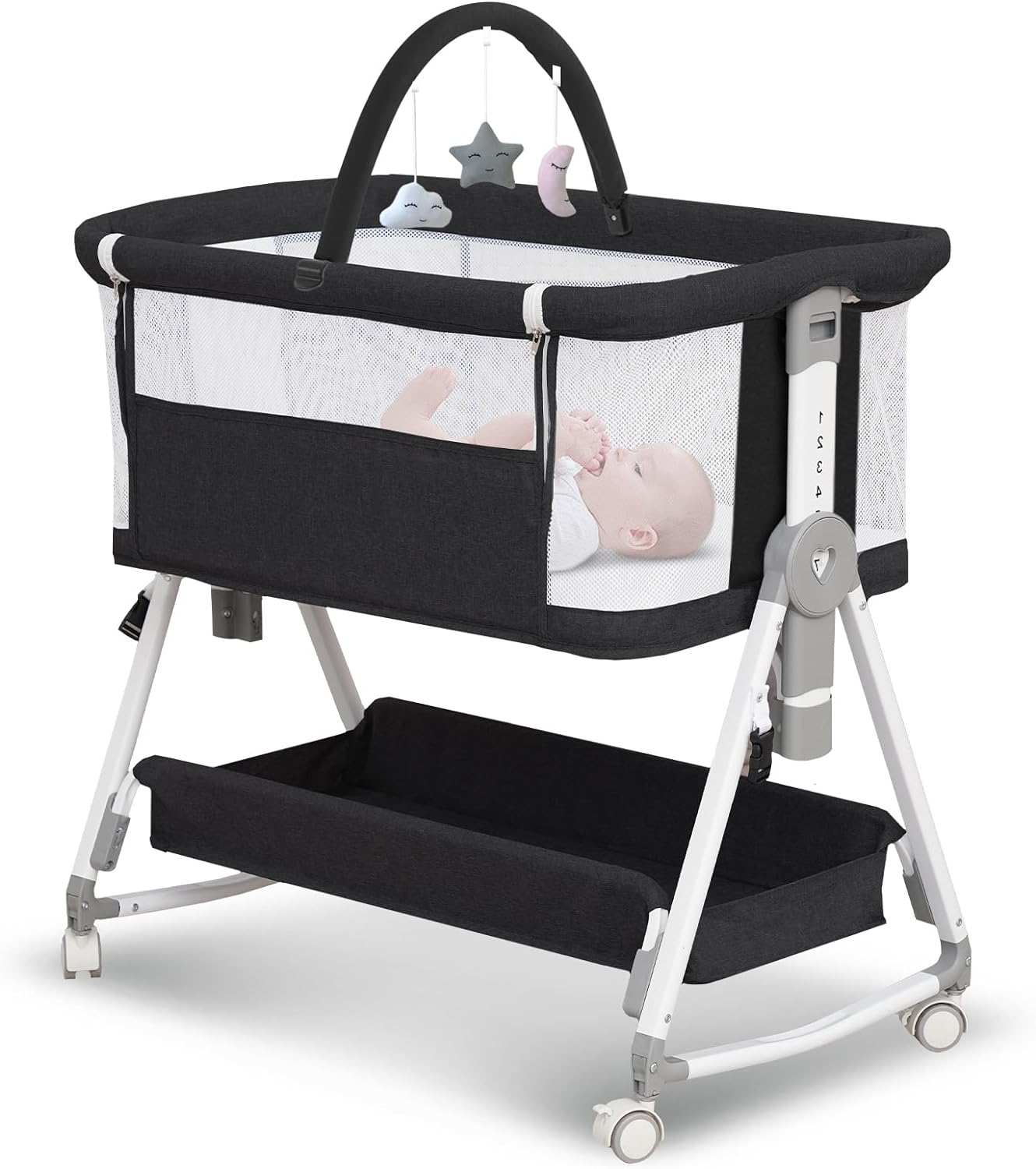 3 in 1 Baby Bassinet with Mesh Design and Adjustable Height